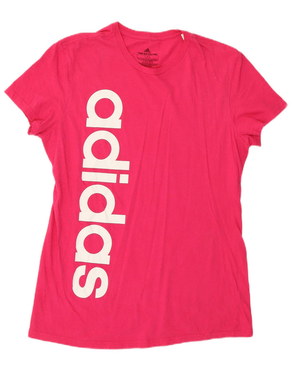 Adidas Camiseta gráfica para mujer Top UK 46 Large Pink Cotton