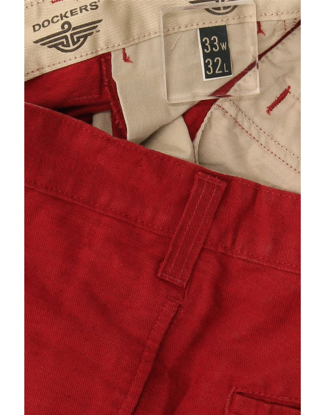 Dockers Pantalones chinos rectos color caqui para hombre W33 L32 Rojo