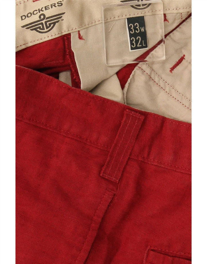 Dockers Pantalones chinos rectos color caqui para hombre W33 L32 Rojo