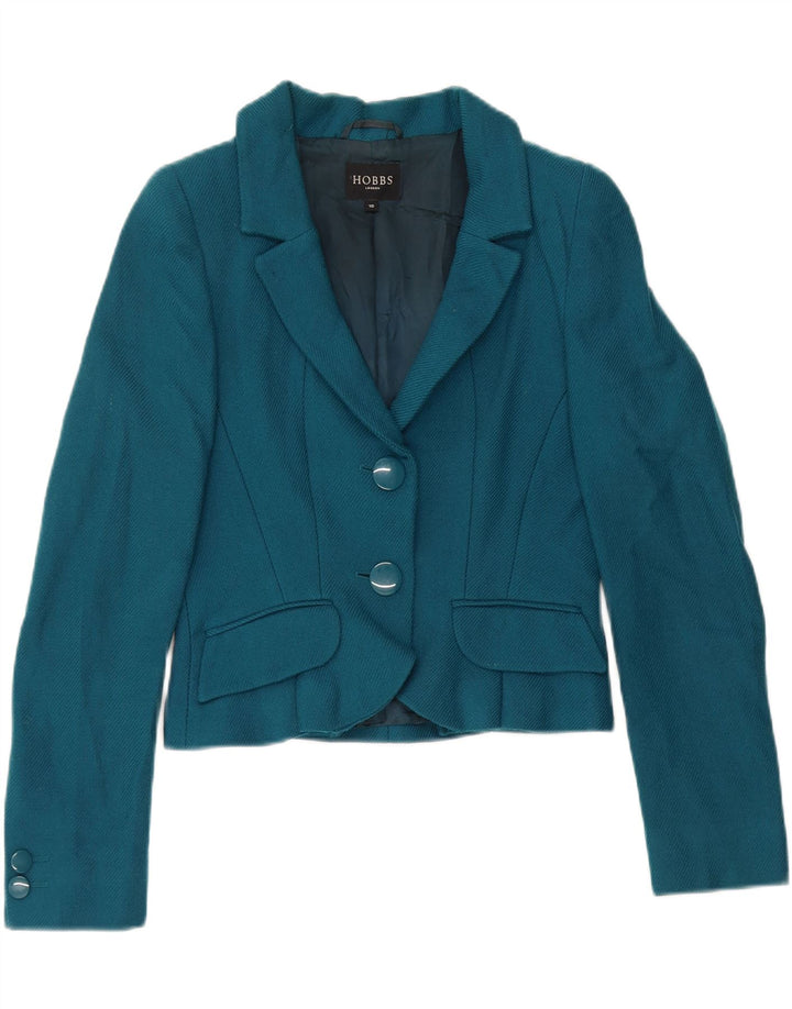 Hobbs Chaqueta tipo blazer corta con 2 botones para mujer UK 10 Small Blue Wool