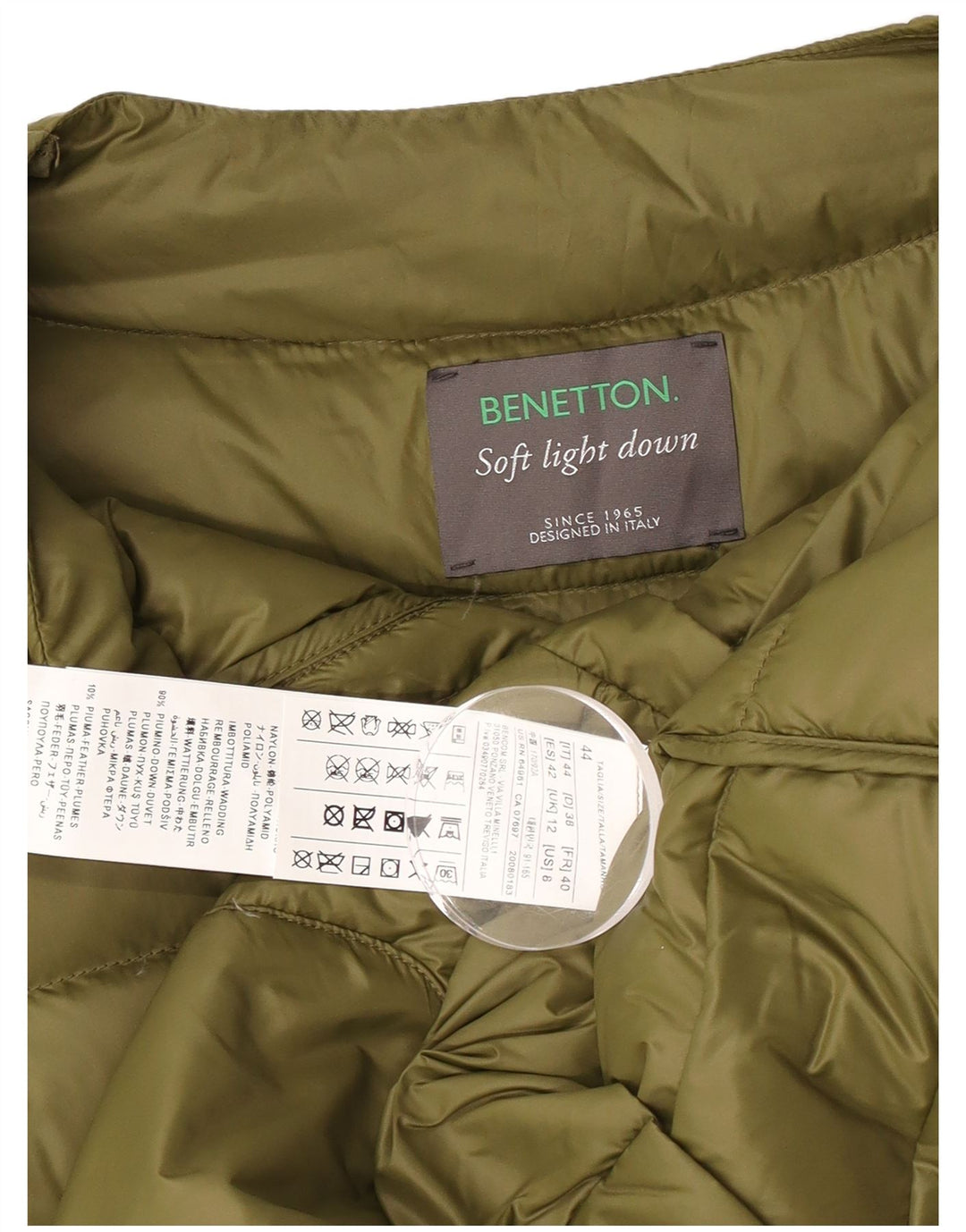 Benetton Chaqueta Acolchada Mujer ES 42 Mediano Caqui Poliamida