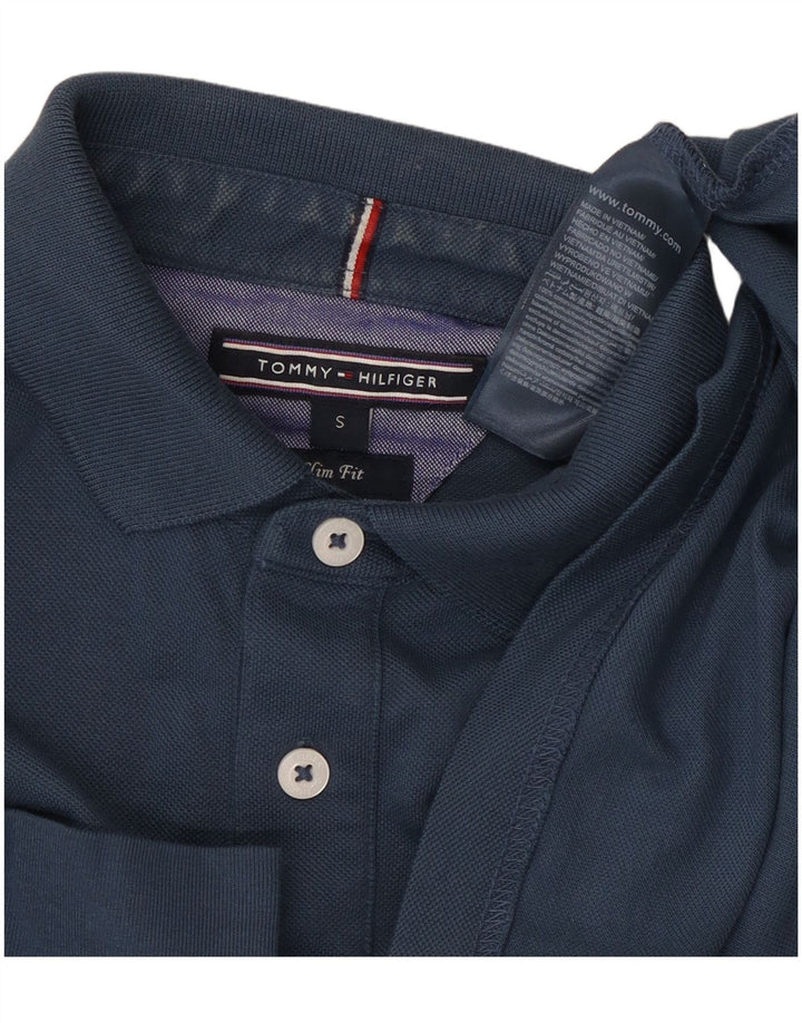 TOMMY HILFIGER Polo de manga larga ajustado para hombre pequeño de algodón azul marino
