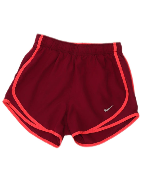 Nike Pantalones cortos deportivos Dri Fit para mujer UK 4 XS Borgoña Colorblock Poliéster