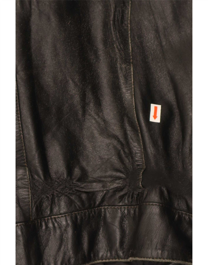 Vintage chaqueta de cuero para hombre IT 56 3XL cuero negro colorblock