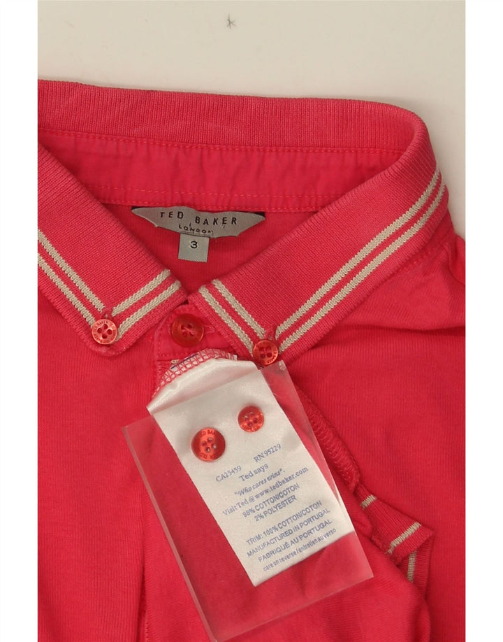 Ted Baker - Jersey para hombre con cuello tipo polo, talla 3, tamaño mediano, color rosa a rayas