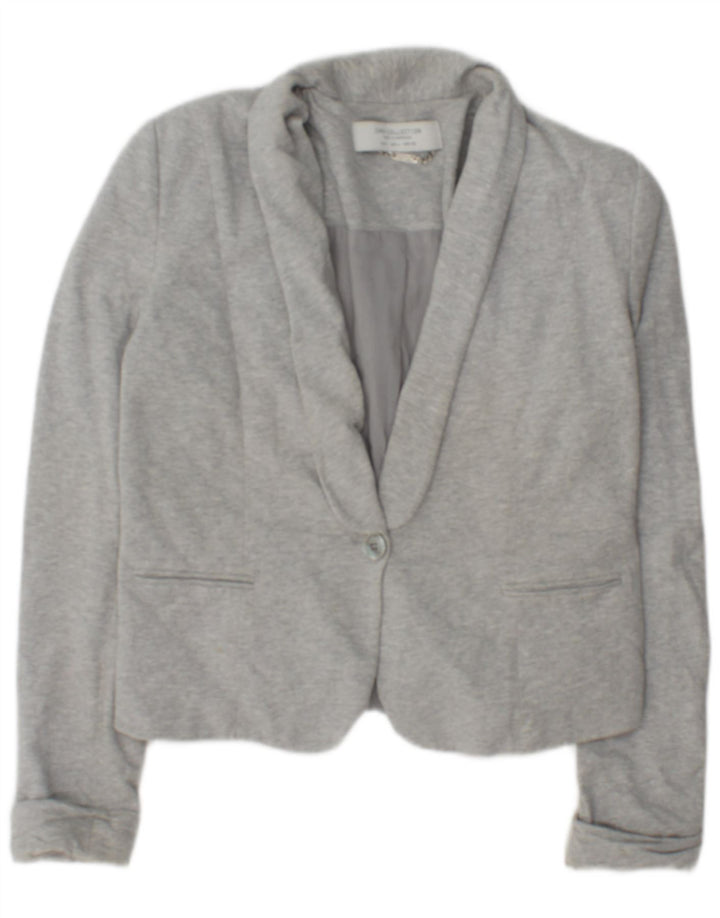 Zara Chaqueta Blazer De 1 Botón para Mujer Reino Unido 44 Grande Algodón Gris