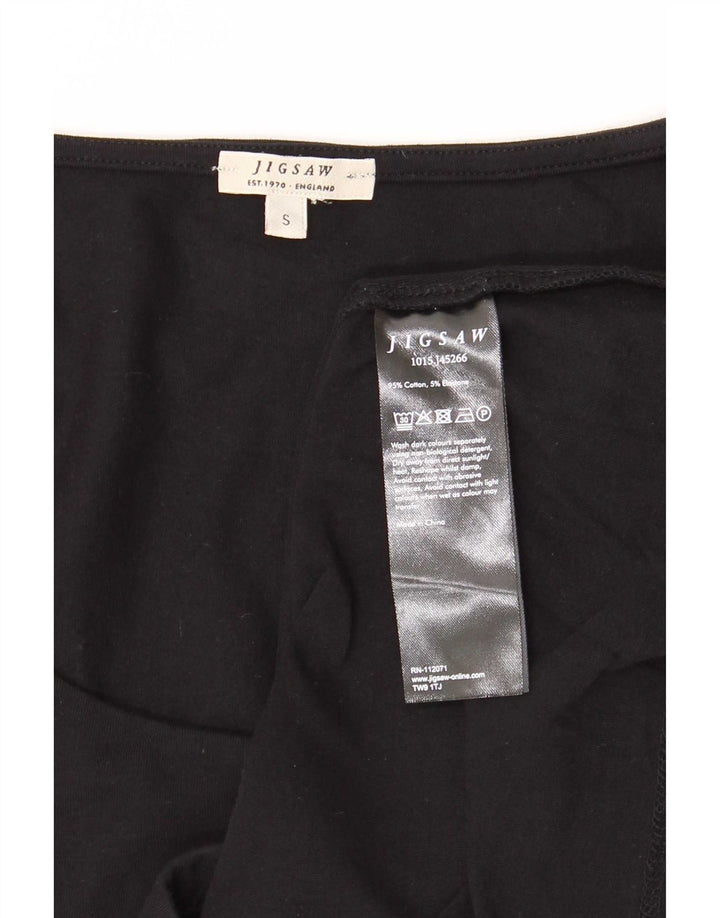 Jigsaw Mujer Top Manga Larga UK 10 Pequeño Algodón Negro