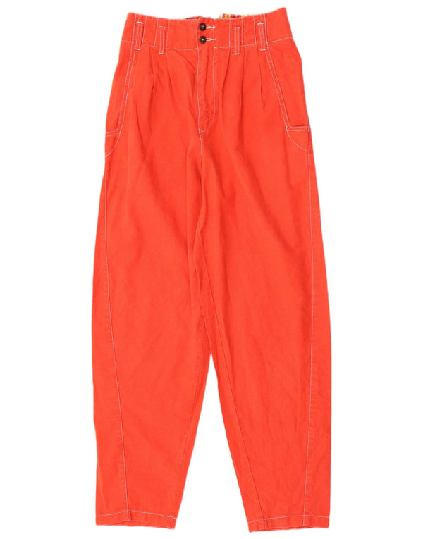 Vintage Womens High Waist Tapered Casual Trousers UK 3 XS W28 L30 Red