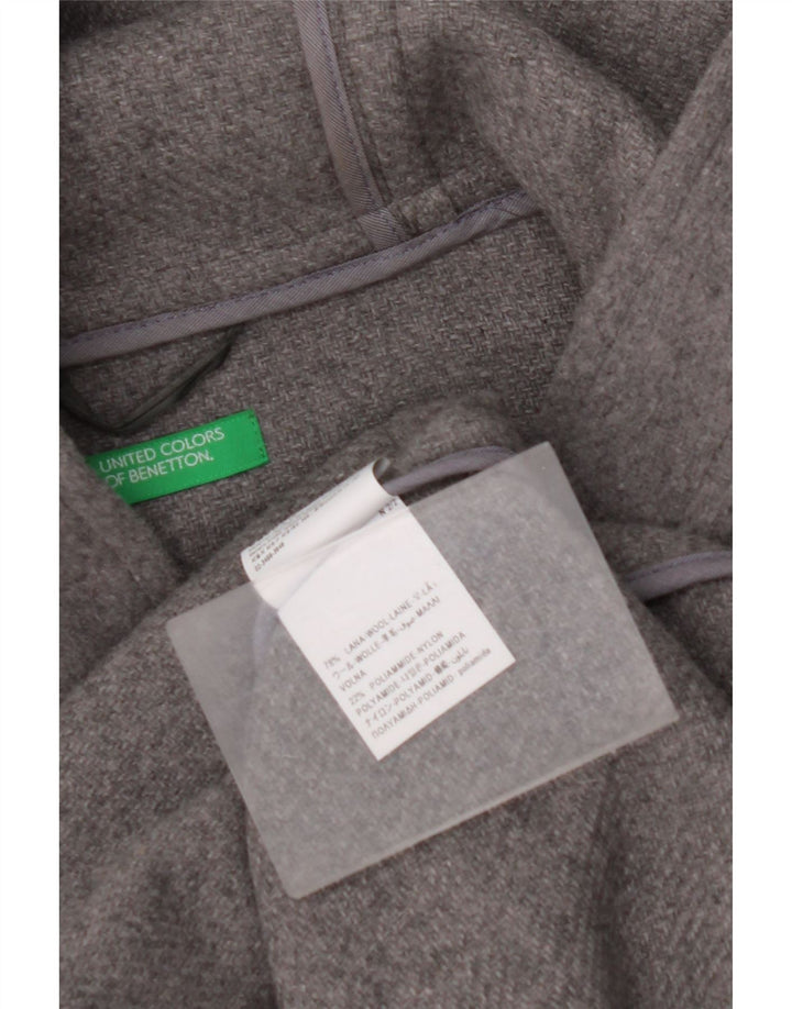 BENETTON Trenca con capucha para hombre UK 42 XL Lana gris