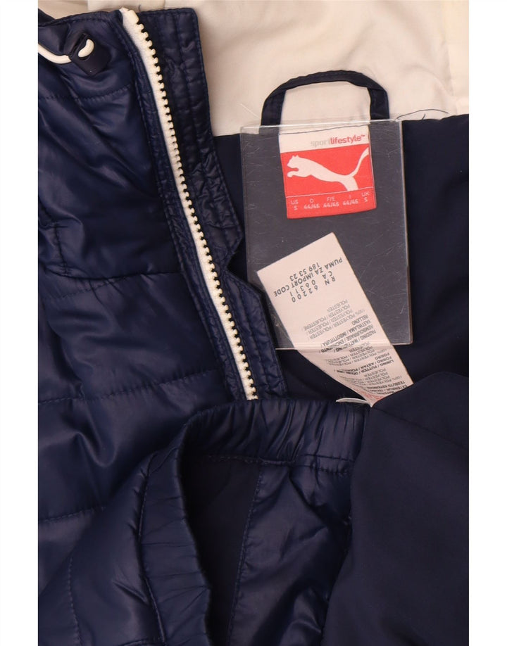 Puma Chaqueta acolchada con capucha para hombre UK 36 Small Azul Colorblock Poliéster