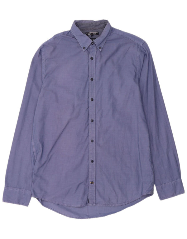 Camisa Tommy Hilfiger New York Fit de algodón a rayas azules grandes para hombre