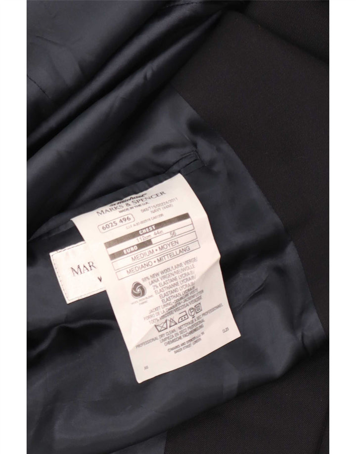 Marks & Spencer Chaqueta tipo blazer de 2 botones para hombre UK 44 XL Lana negra