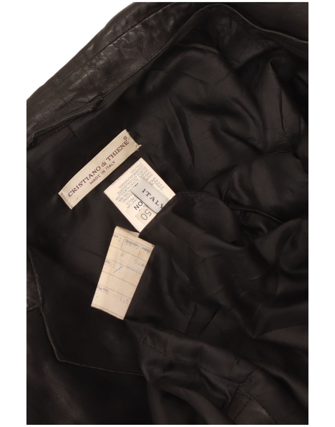 Cristiano Di Thiene Chaqueta de cuero para hombre UK 36 Small Cuero negro