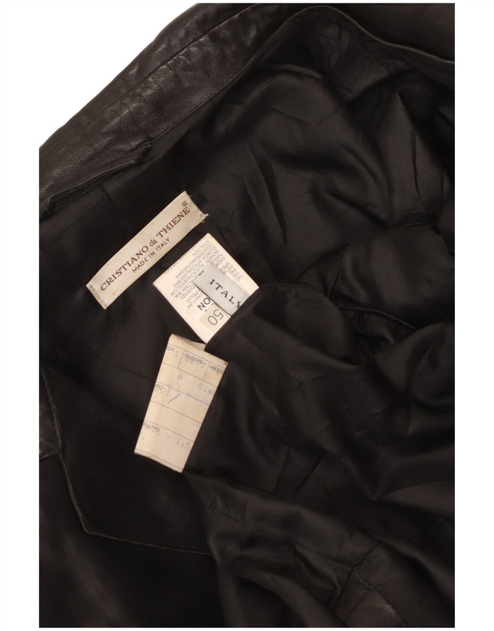 Cristiano Di Thiene Chaqueta de cuero para hombre UK 36 Small Cuero negro