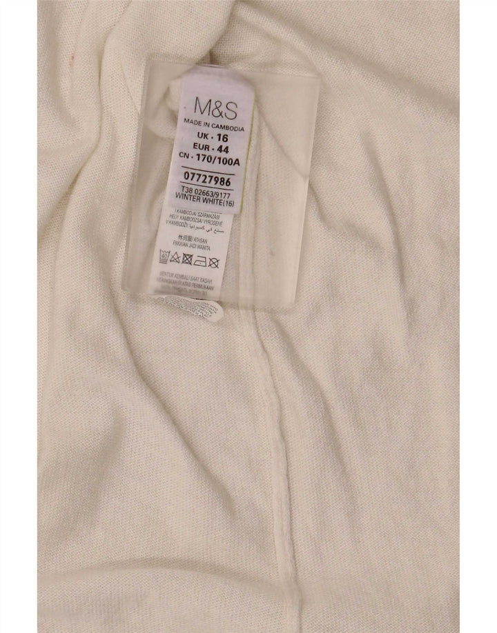 Marks & Spencer Suéter Cárdigan Abierto Largo para Mujer UK 46 Grande Blanco