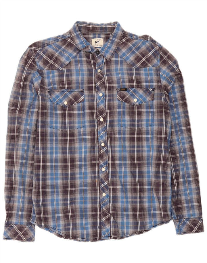 Camisa Lee Slim Fit De Algodón Con Cuadros Azules Grandes