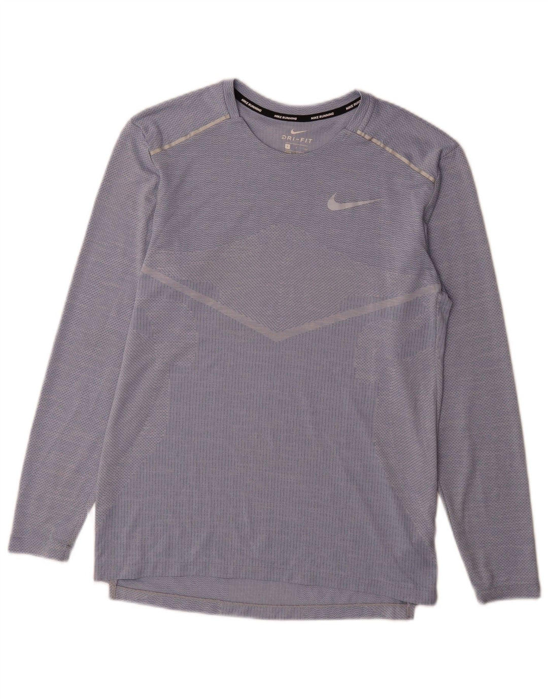 Nike Camiseta Dri Fit para hombre de manga larga de poliéster a rayas azules pequeñas