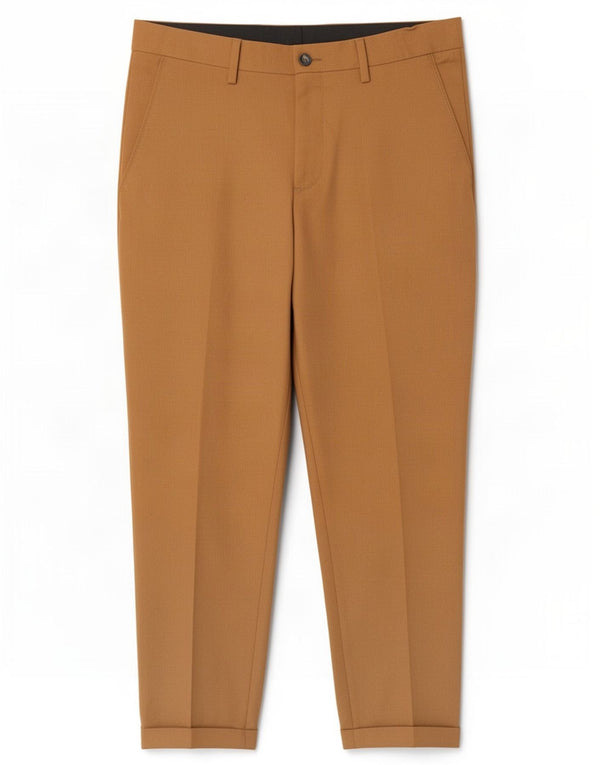 Zara Mens Slim Chino Pantalones EU 38 Small W30 L27 Marrón Poliéster