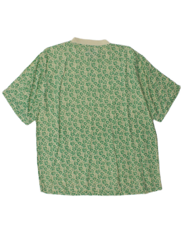 VINTAGE Camiseta para hombre Top Grande Verde Floral Viscosa