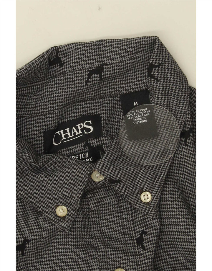 Camisa Chaps Hombre Algodón Pata De Gallo Gris Medio