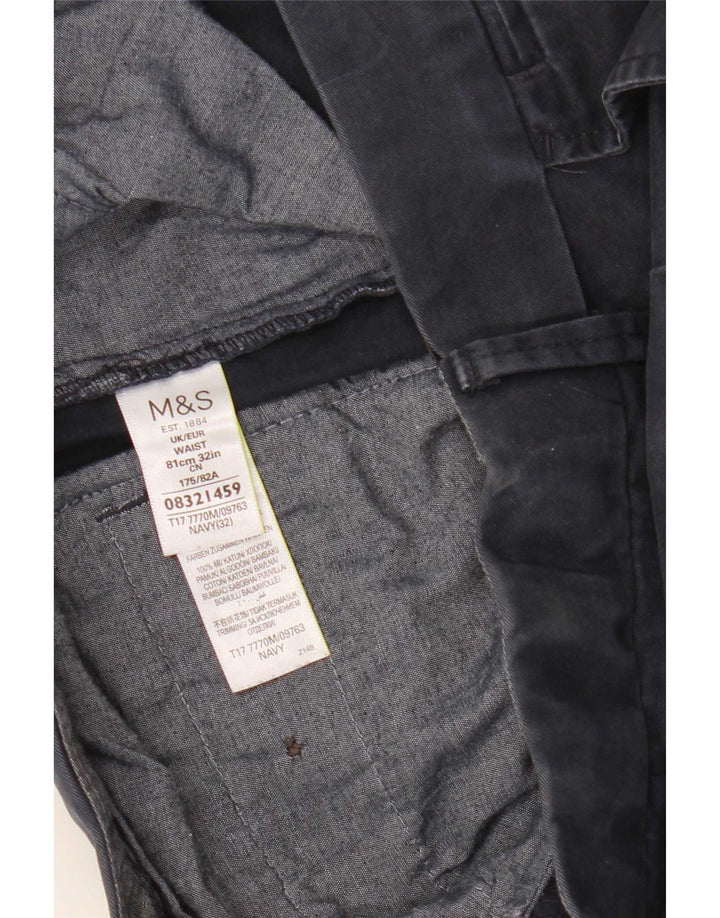 Marks & Spencer Pantalones cortos chinos para hombre W32 Algodón azul marino mediano