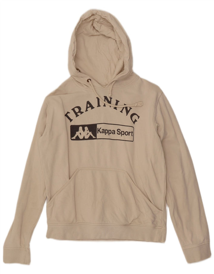 KAPPA - Sudadera con capucha para mujer, diseño gráfico, talla 40, tamaño mediano, algodón blanco roto