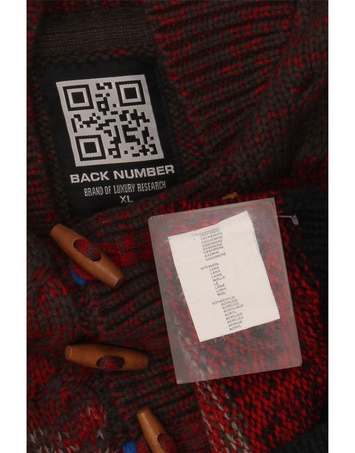 VINTAGE Jersey de cuello con botones para mujer UK 18 XL Bloque de color rojo