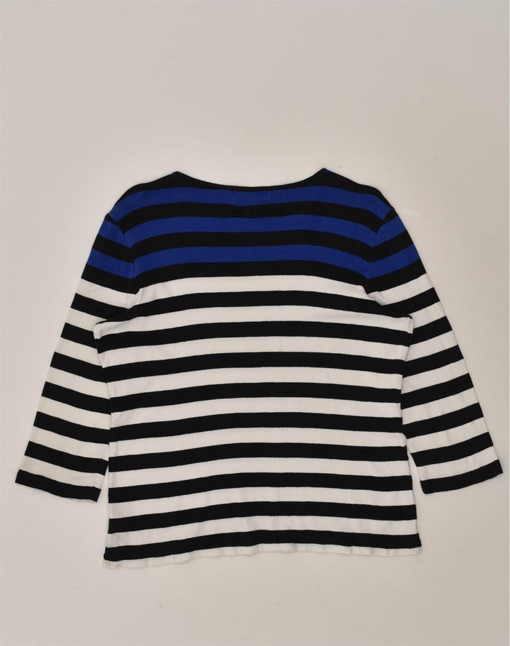 CHAPS Womens Top 3/4 Sleeve UK 14 Large Blue Striped Cotton | Vintage Chaps | Thrift | Second-Hand Chaps | Used Clothing | Messina Hembry 