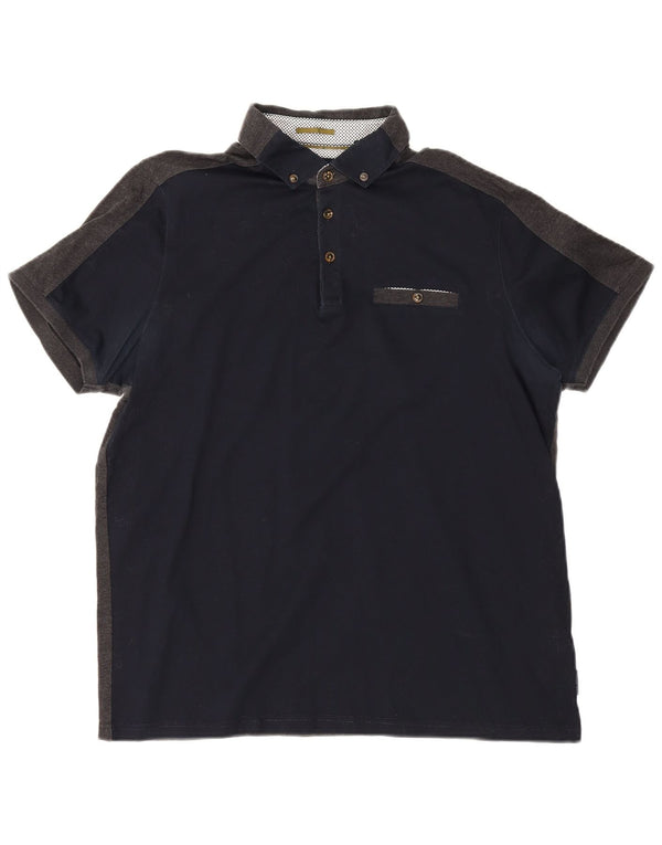 Ted Baker Polo para hombre Talla 4 Grande Azul marino Colorblock Algodón
