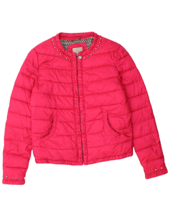 GUESS Chaqueta acolchada para mujer UK 12 Poliamida rosa mediana