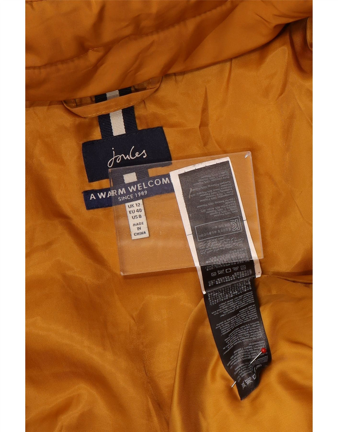 Chaqueta acolchada con capucha para mujer Joules UK 40 Poliéster amarillo medio
