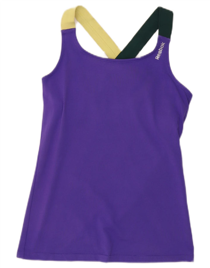 Reebok Camiseta sin mangas para mujer UK 8/10 Small Púrpura Colorblock Poliéster