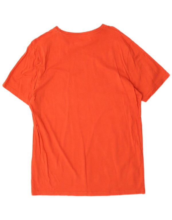 JACK & JONES Camiseta estampada de corte regular para hombre Top de algodón naranja medio