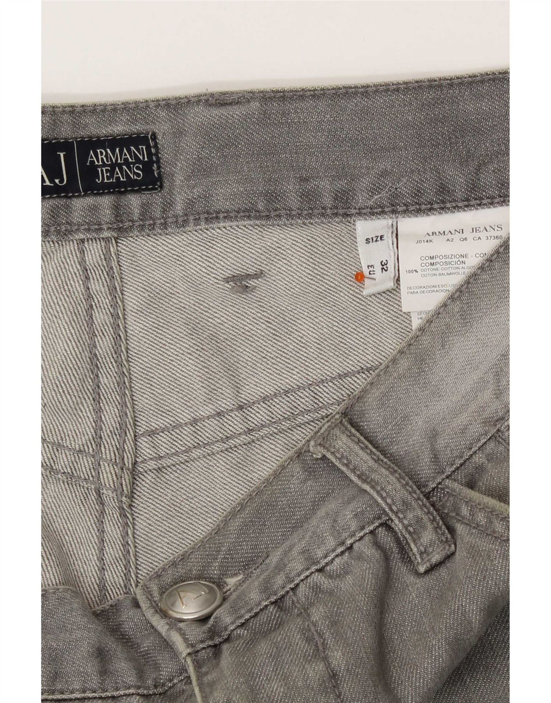 Armani Jeans rectos desgastados para hombre W32 L29 Algodón gris