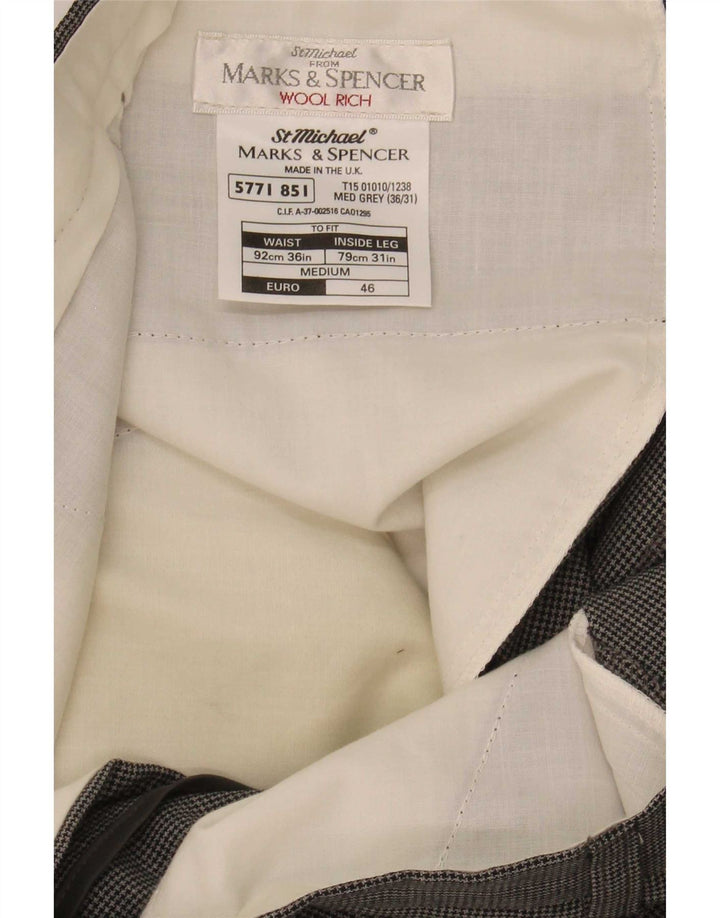 Marks & Spencer Pantalones de traje St. Michael para hombre W36 L31 gris pata de gallo