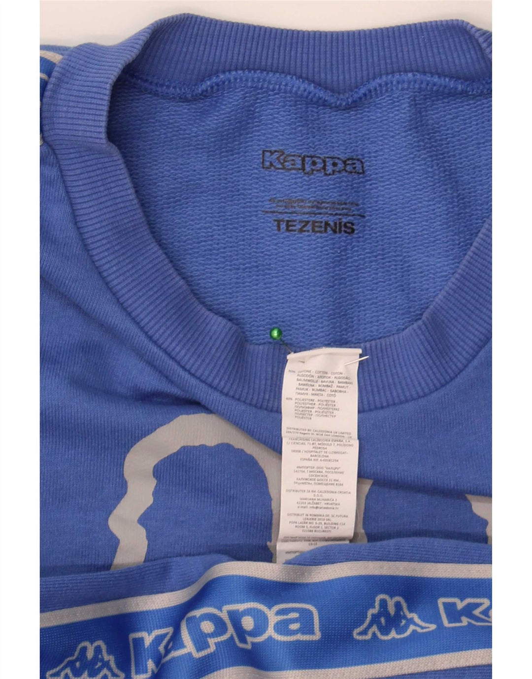 Kappa Mujer Tezenis Crop Graphic Sudadera Jumper UK 44 Azul Medio