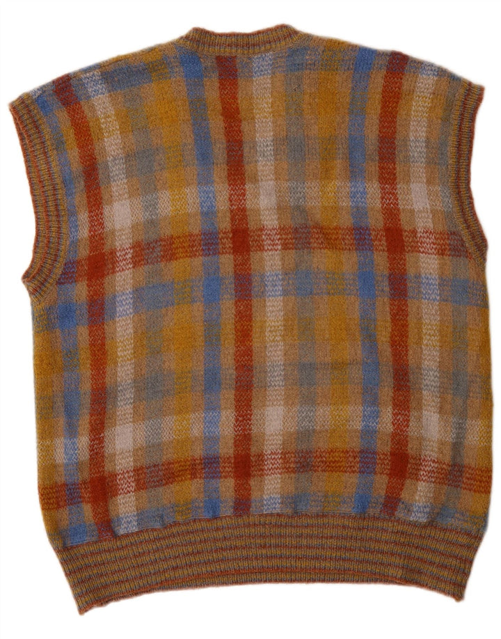 Vintage hombres chaleco camiseta sin mangas grande multicolor cheque