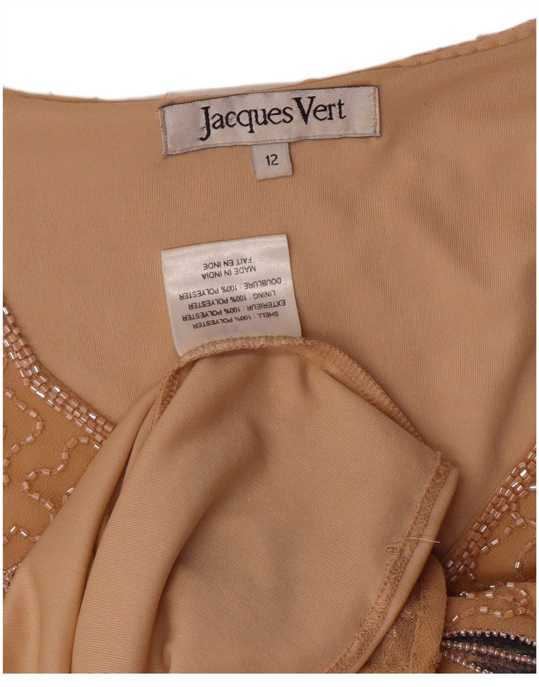 Jacques Vert Blusa para mujer Top UK 12 Poliéster floral beige medio