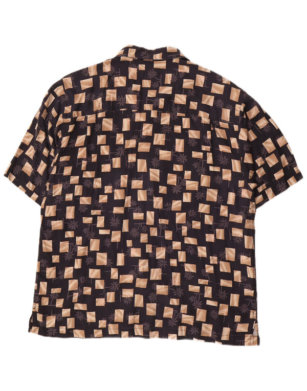 Joseph & Feiss Camisa De Manga Corta Para Hombre Seda Geométrica Negra Grande