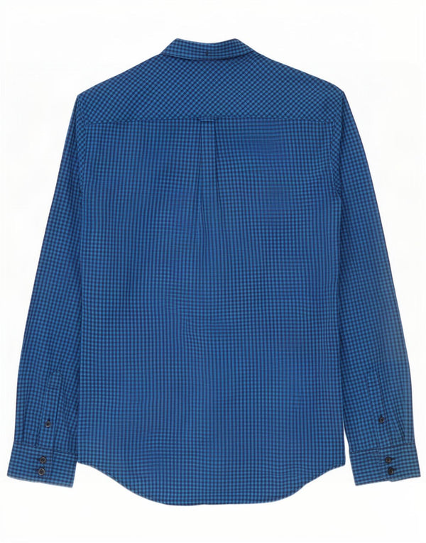 Ben Sherman Camisa para hombre pequeña de algodón a cuadros azul