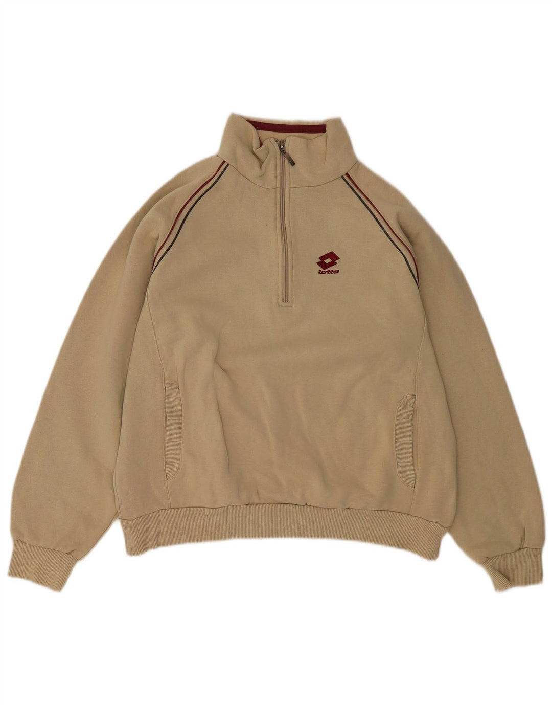 Lotto Hombre Sudadera Con Cremallera Y Cuello Jersey De Algodón Beige Medio