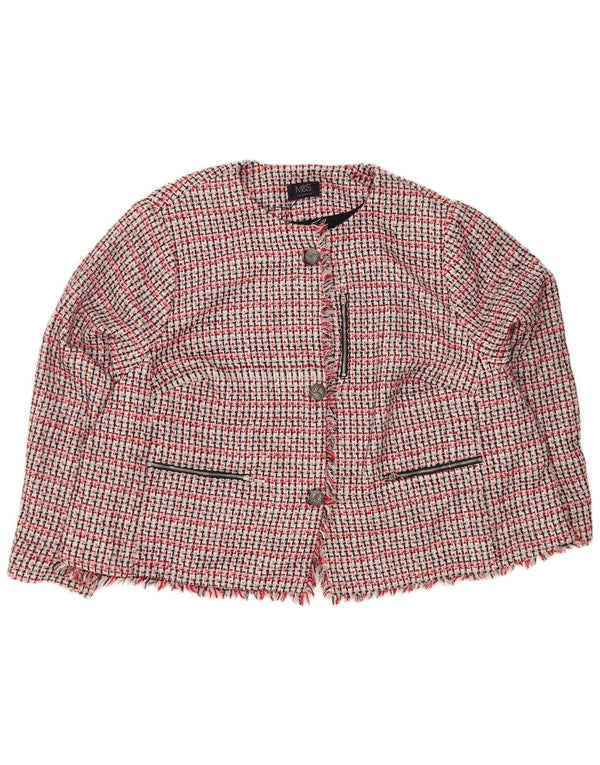 Marks & Spencer Chaqueta tipo blazer de 3 botones para mujer UK 30 6XL Poliéster a cuadros rojos