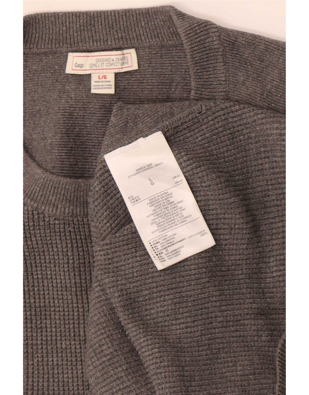 Gap Jersey De Cuello Redondo Para Hombre Jersey De Algodón Gris Grande