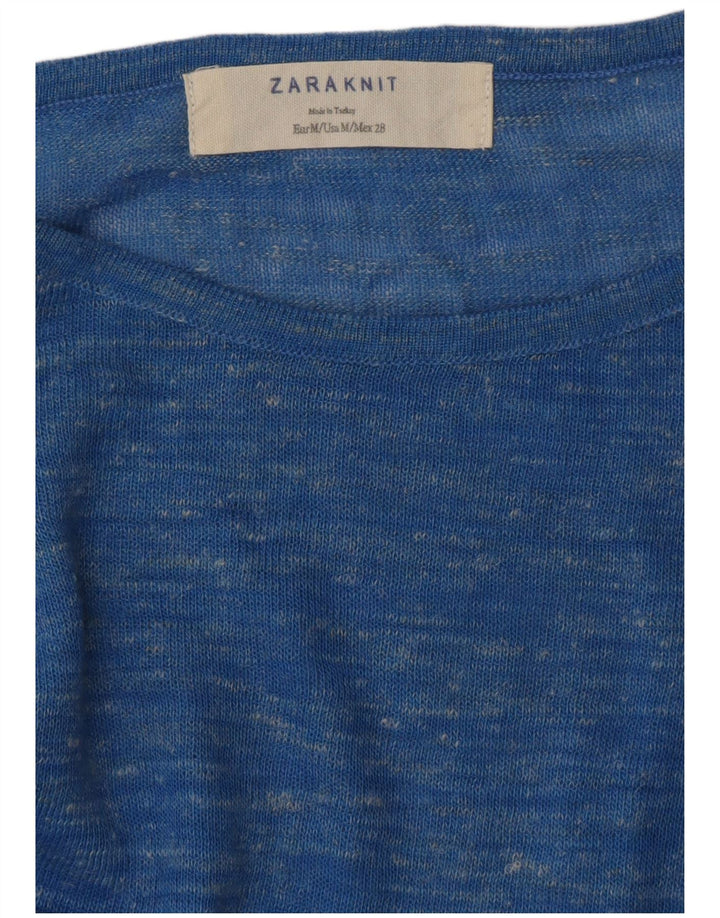 ZARA Jersey Suelto con Cuello Barco para Mujer UK 44 Azul Medio