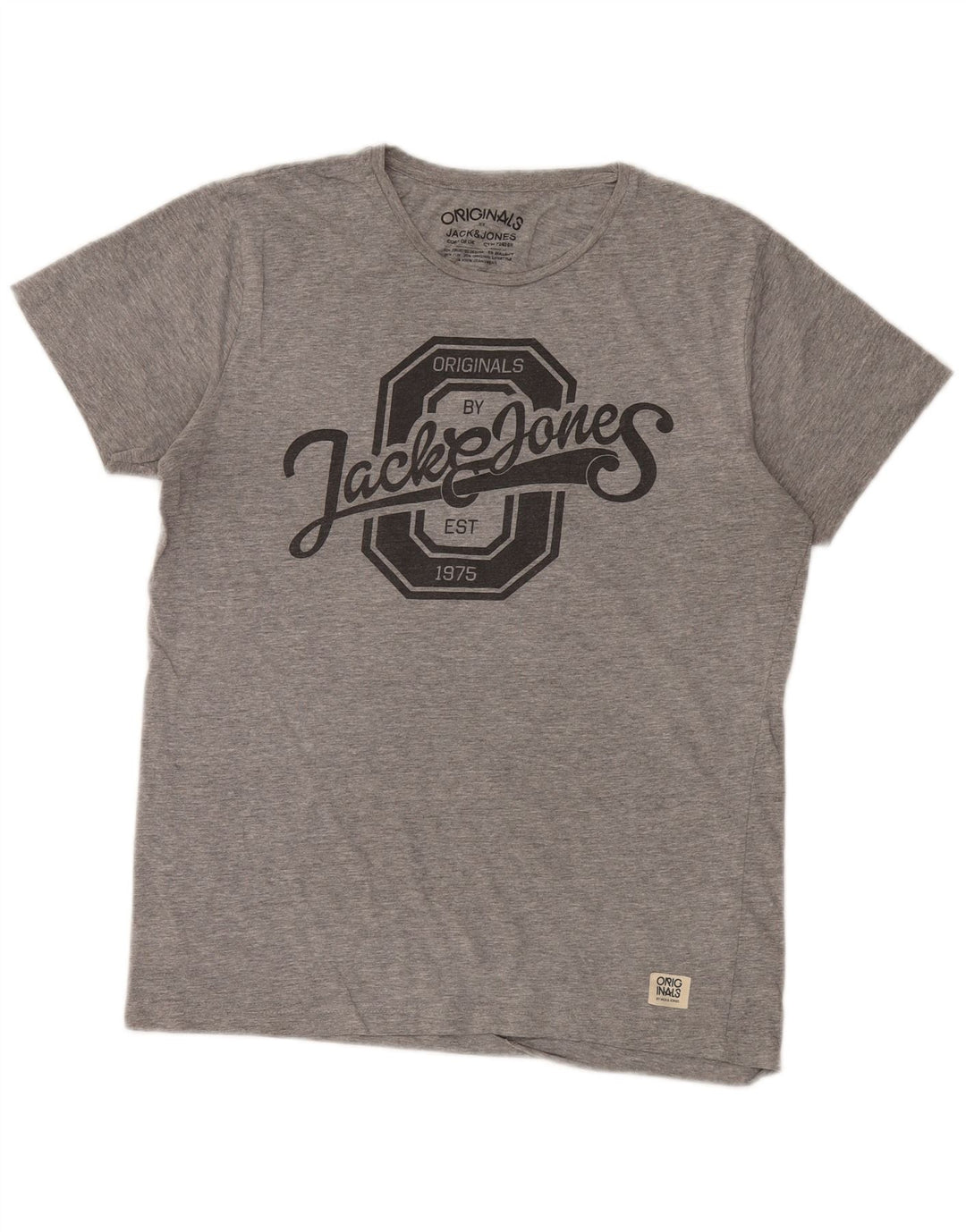 Jack & Jones Hombre Camiseta gráfica Top Algodón moteado gris medio