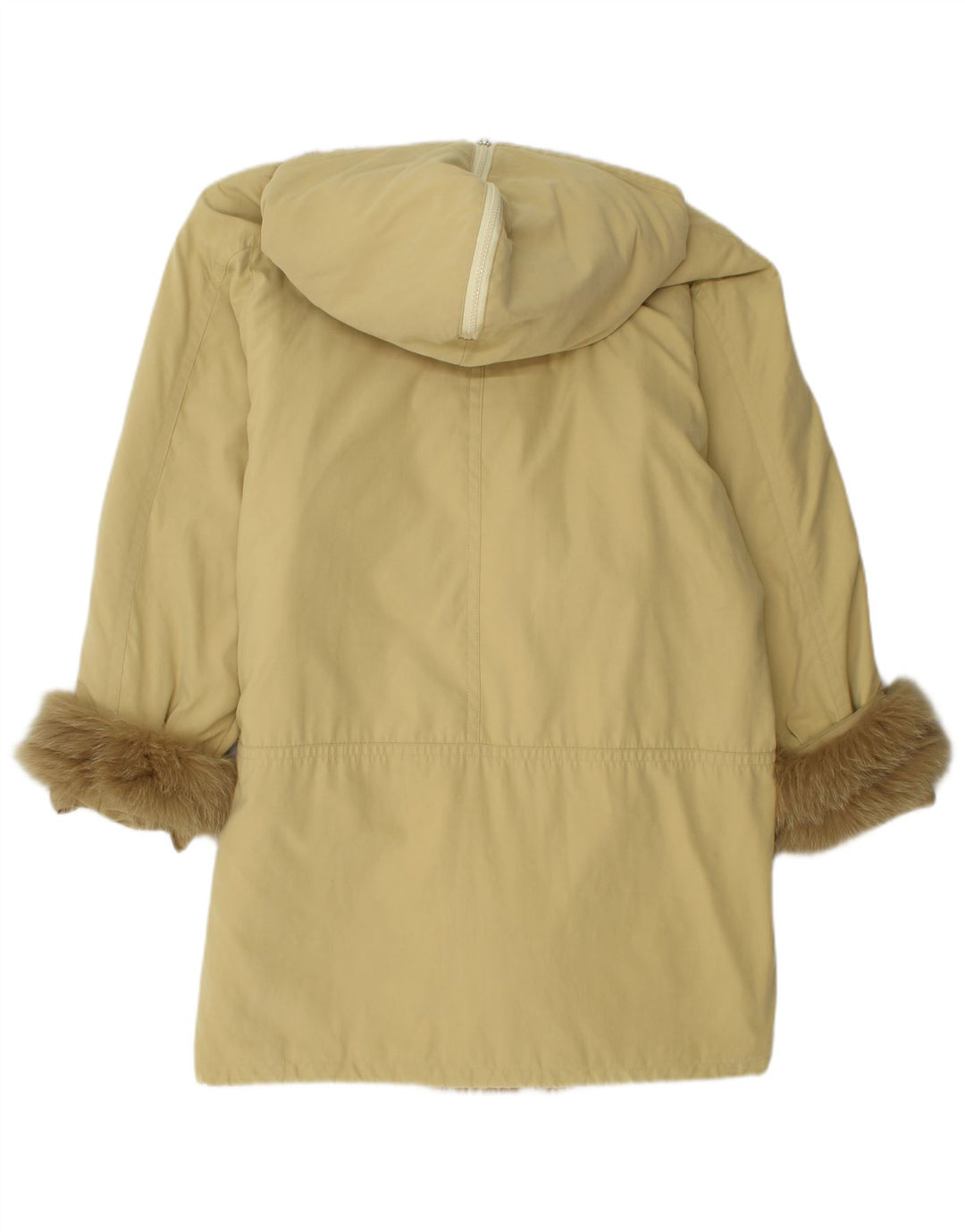 VINTAGE Abrigo con capucha para mujer Reino Unido 14 Poliéster beige medio