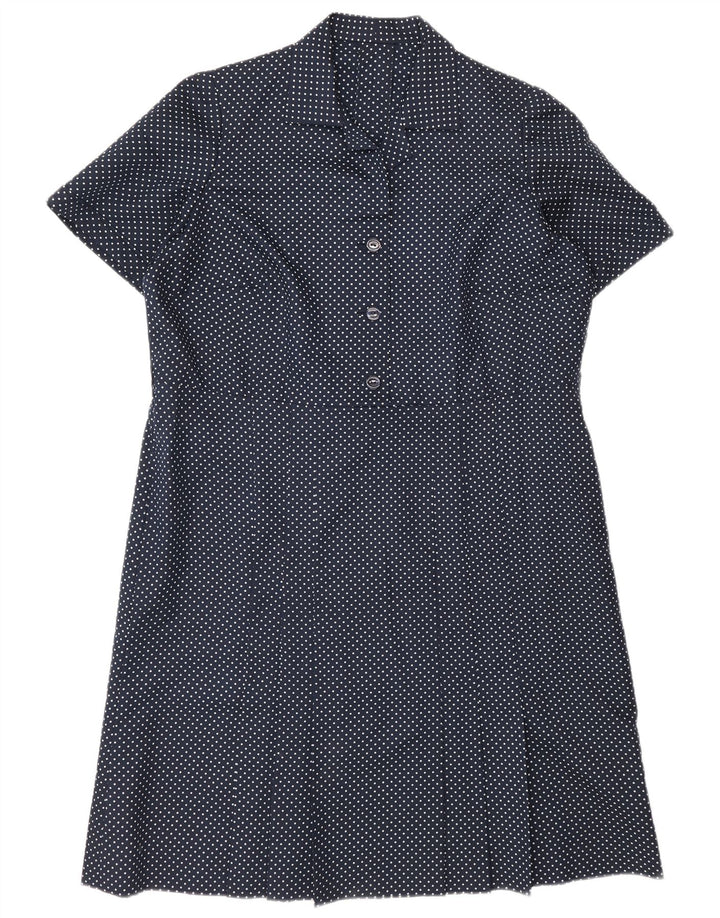 Vintage mujer cambio vestido Reino Unido 16 grande azul marino manchado
