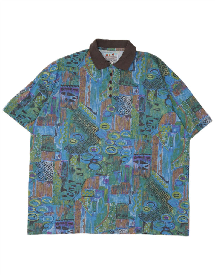 VINTAGE Polo para hombre Reino Unido 45/46 2XL Algodón patchwork multicolor