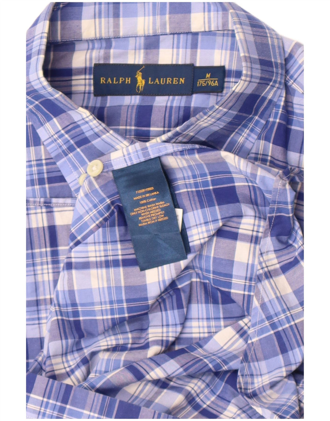 Ralph Lauren Camisa De Manga Corta Para Hombre Algodón A Cuadros Azul Medio
