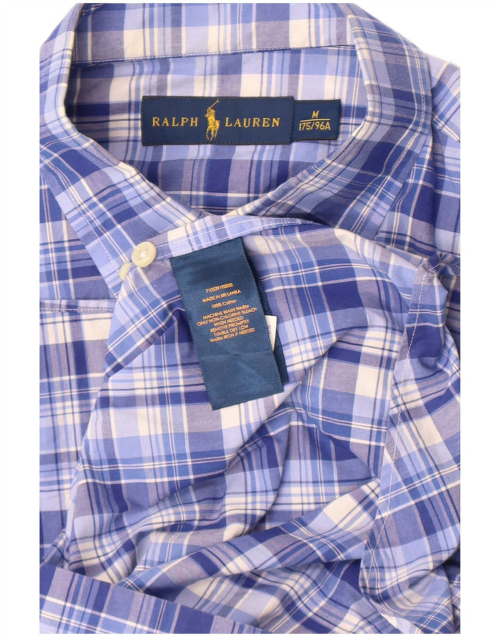 Ralph Lauren Camisa De Manga Corta Para Hombre Algodón A Cuadros Azul Medio